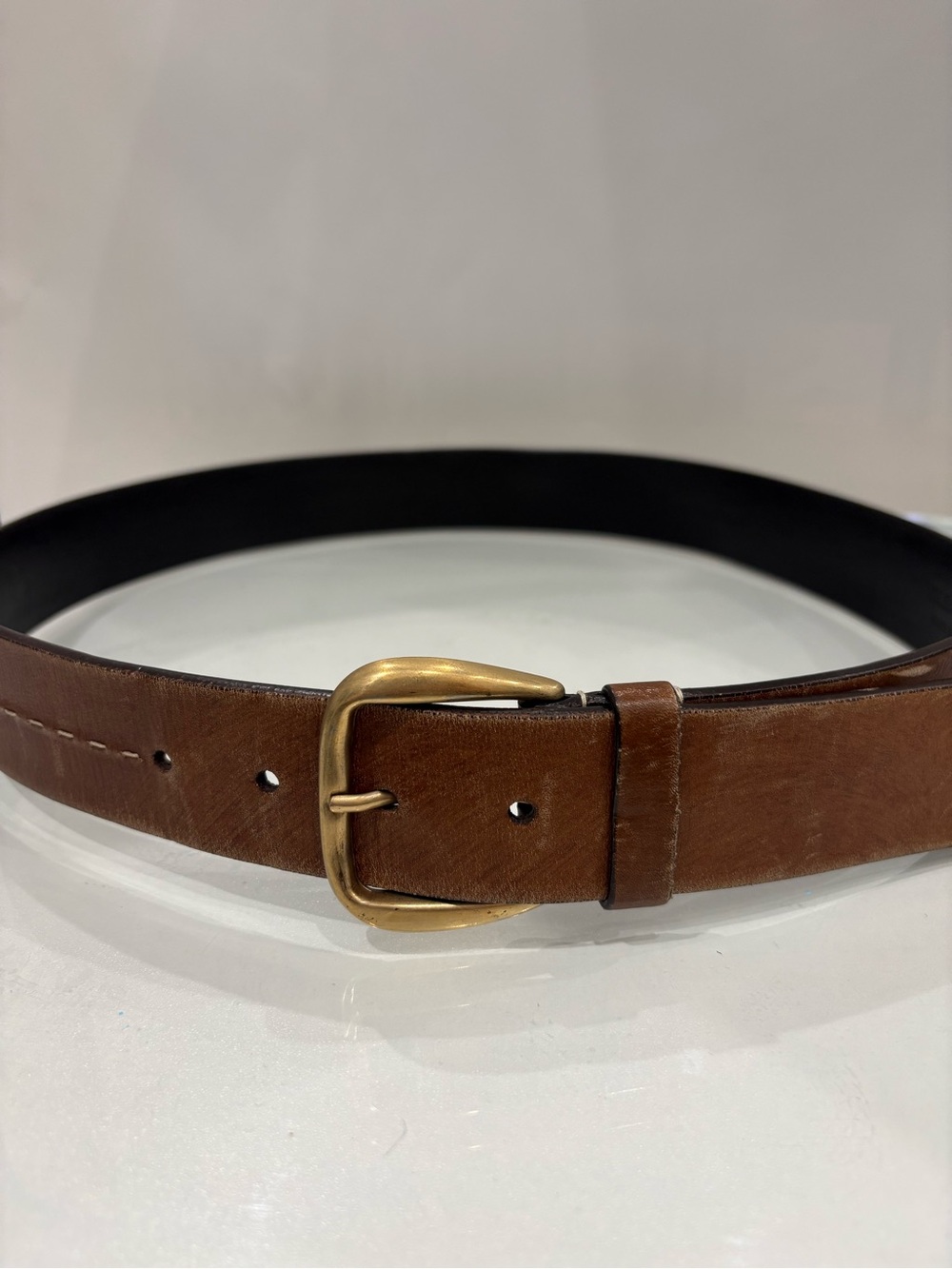 $450 Authentic Men's Jil Sander Brown Leather Minimalist Belt Size 90 / 36 Italy